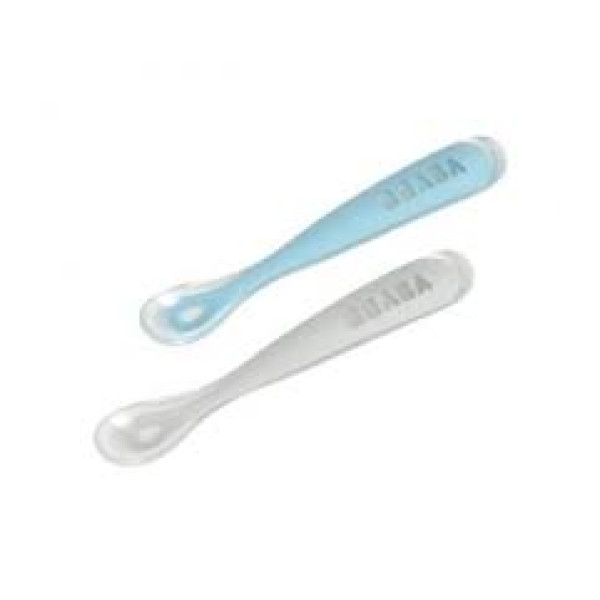 Béaba Set 2 Collheres Silicone Cinza/Azul 4m+