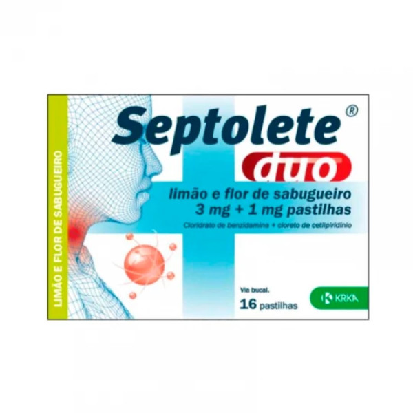 Septolete Duo Limão e Flor de Sabugueiro 3mg+1mg 16 pastilhas