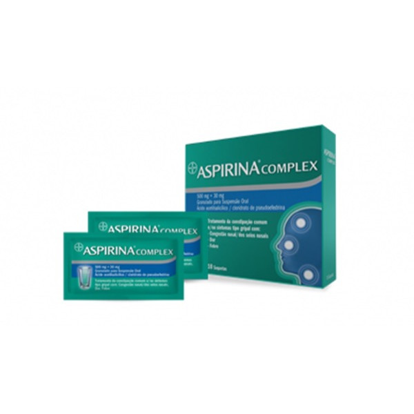 Aspirina Complex , 500 mg + 30 mg 10 Saqueta Granul susp oral