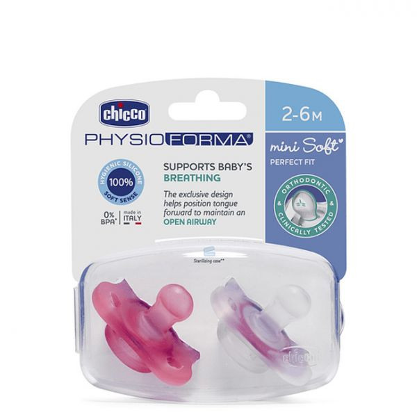 Chicco Chupeta Physio <mark>F</mark>orma Mini Soft 2-6M Girl X2