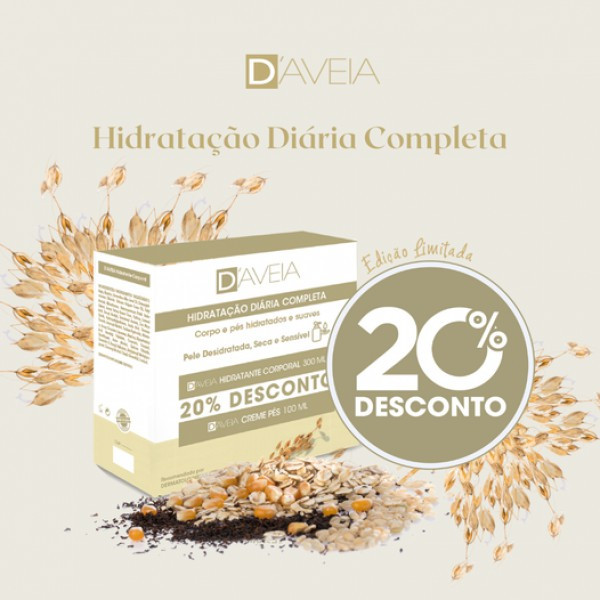 D Aveia Hidratante Corporal Loção 300 ml + Creme Pés 100 ml com Desconto de 20%