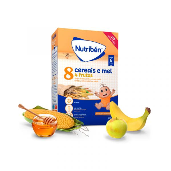 Nutriben <mark>F</mark>arinhas 8 Cereais Mel 250G,  