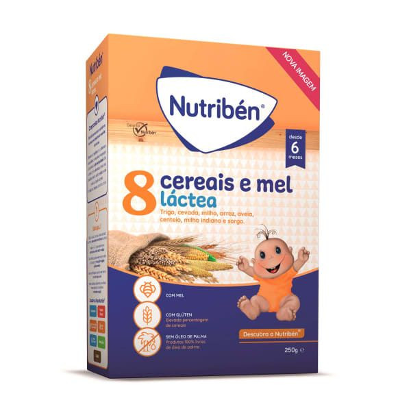 Nutriben <mark>F</mark>arinhas 8 Cereais Mel Lact 250G