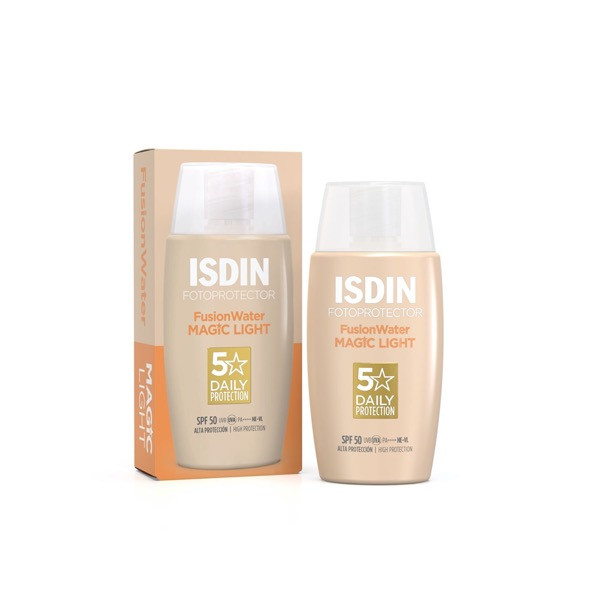 ISDIN <mark>F</mark>otoprotector <mark>F</mark>usion Water Magic Color LIGHT SPF50 50ML - Protetor solar <mark>f</mark>acial ultraligeiro com cor