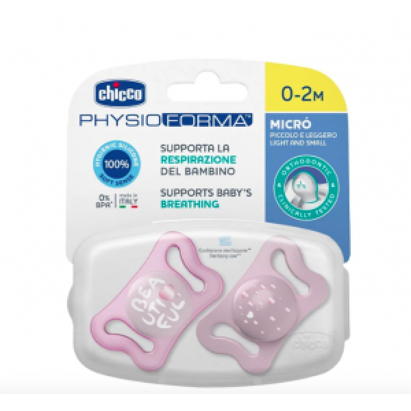Chicco Chupeta Physio <mark>F</mark>orma Micro Rosa 0-2M X2