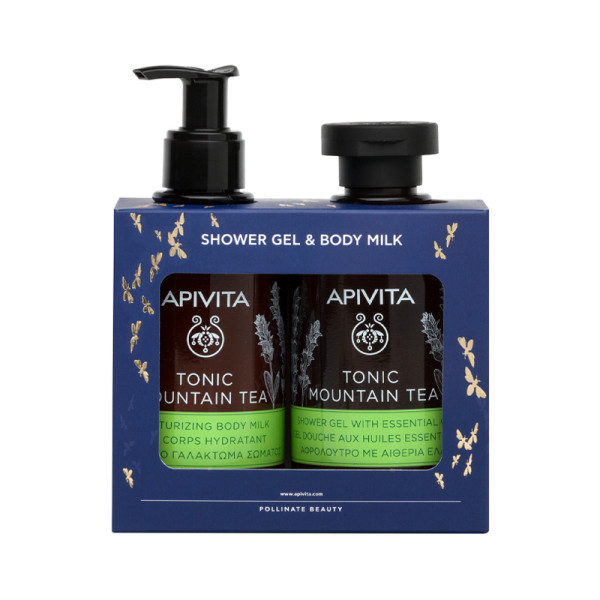 Apivita Tonic Montain Tea Gel de Banho com Óleos Essenciais 250ml + Leite Hidratante Corporal 200ml Coffret