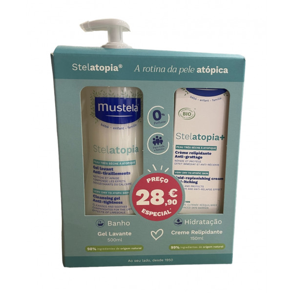 Mustela Pele Stelatopia Gel 500 ml + Creme Relipidante Preço Especial