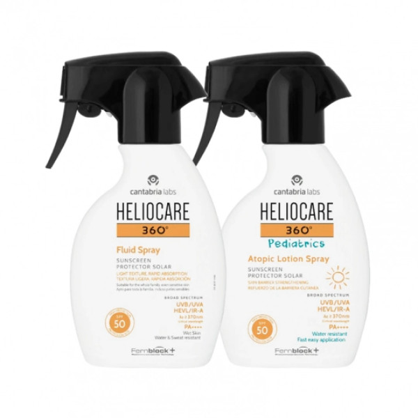 Heliocare 360 <mark>F</mark>luid Spray + Peditric Atopic Lotion Spray (Pack Especial)