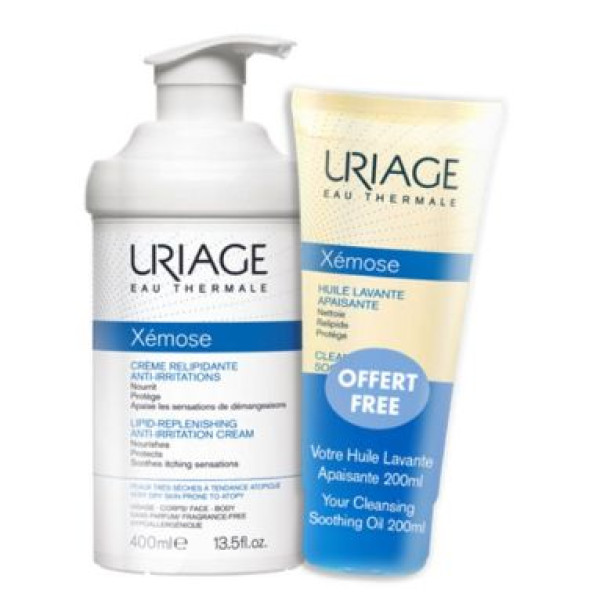 Uriage Xémose Creme Emoliente 400 ml com Oferta de Óleo limpeza 200 ml