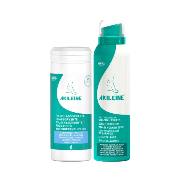 Akileine Pó Absorvente 75g + Spray Sapatos 150ml