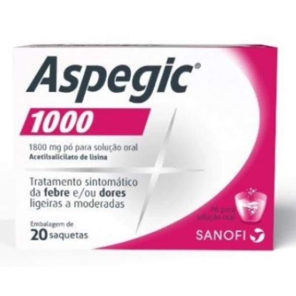 Aspegic 1000, 1800 mg x 20 pó sol oral saq