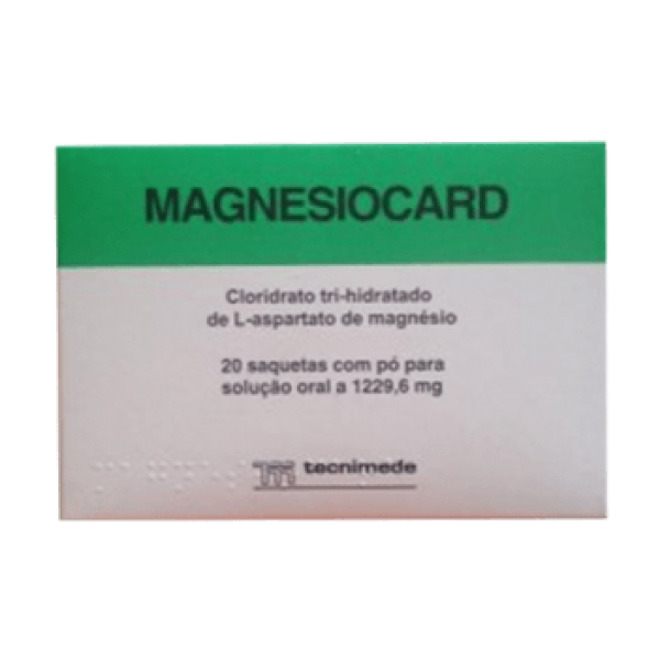 Magnesiocard, 1229,6 mg x 20 pó sol oral saq